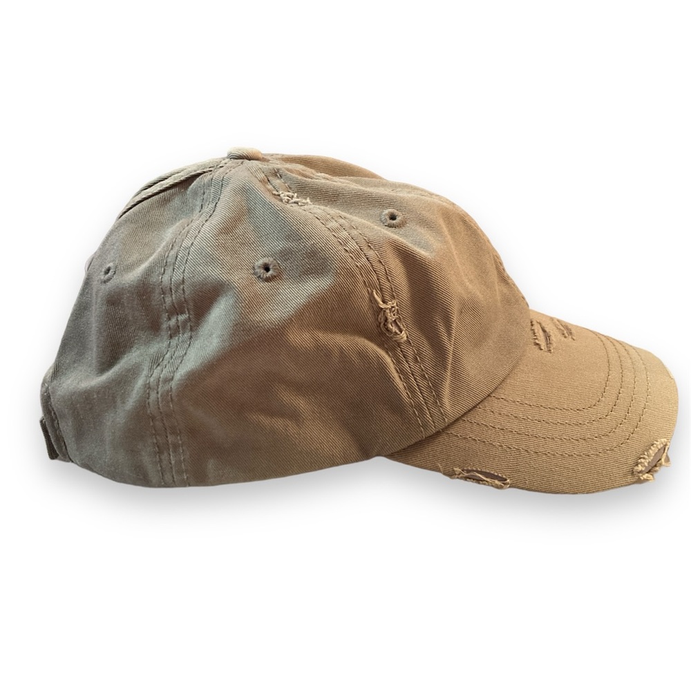 Dark Grey Distressed Ponytail Hat